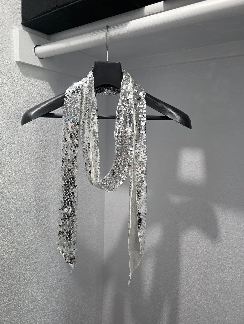 Women's Silver Sparkly Sequin Scarf